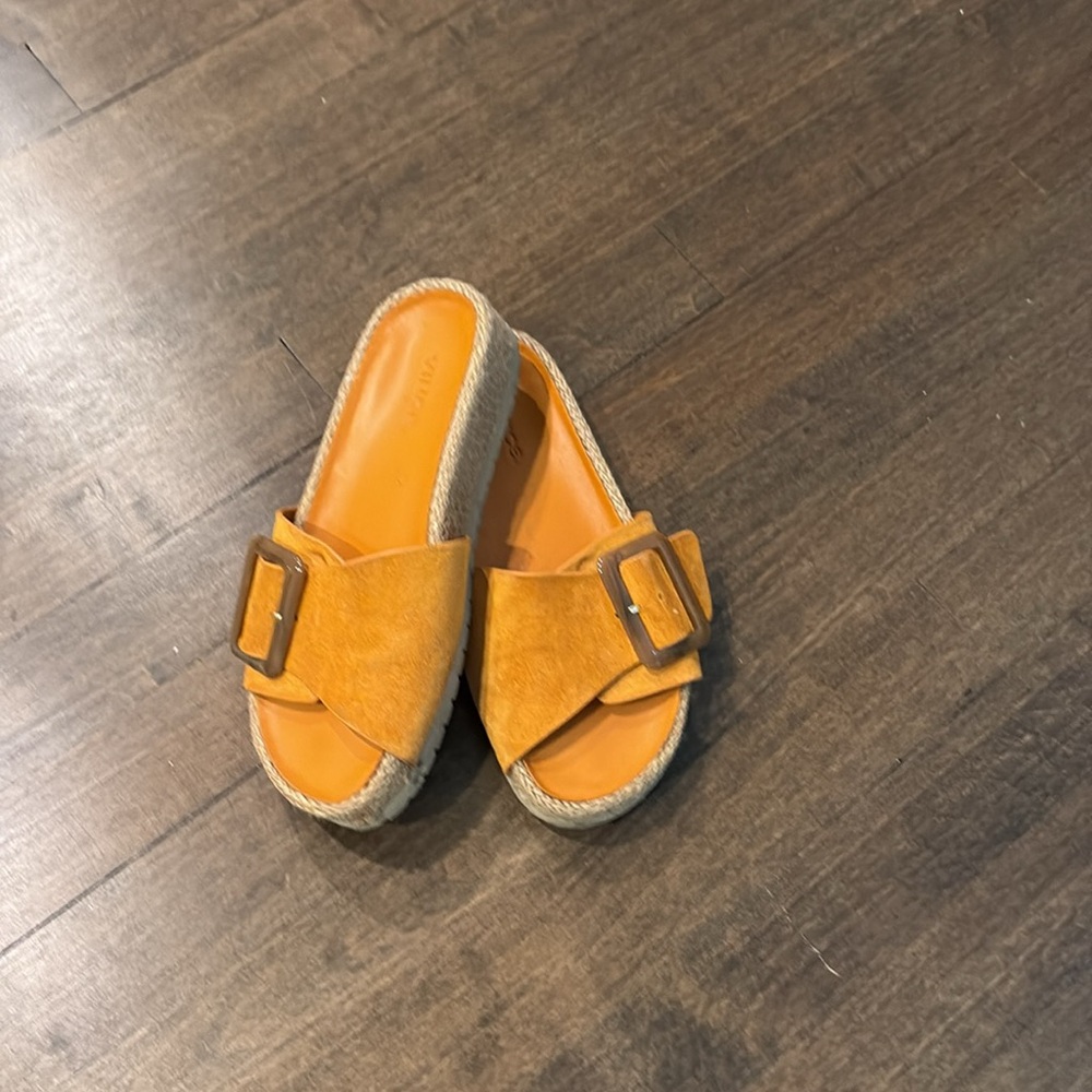Vince Tangerine Suede Espadrille Sandals